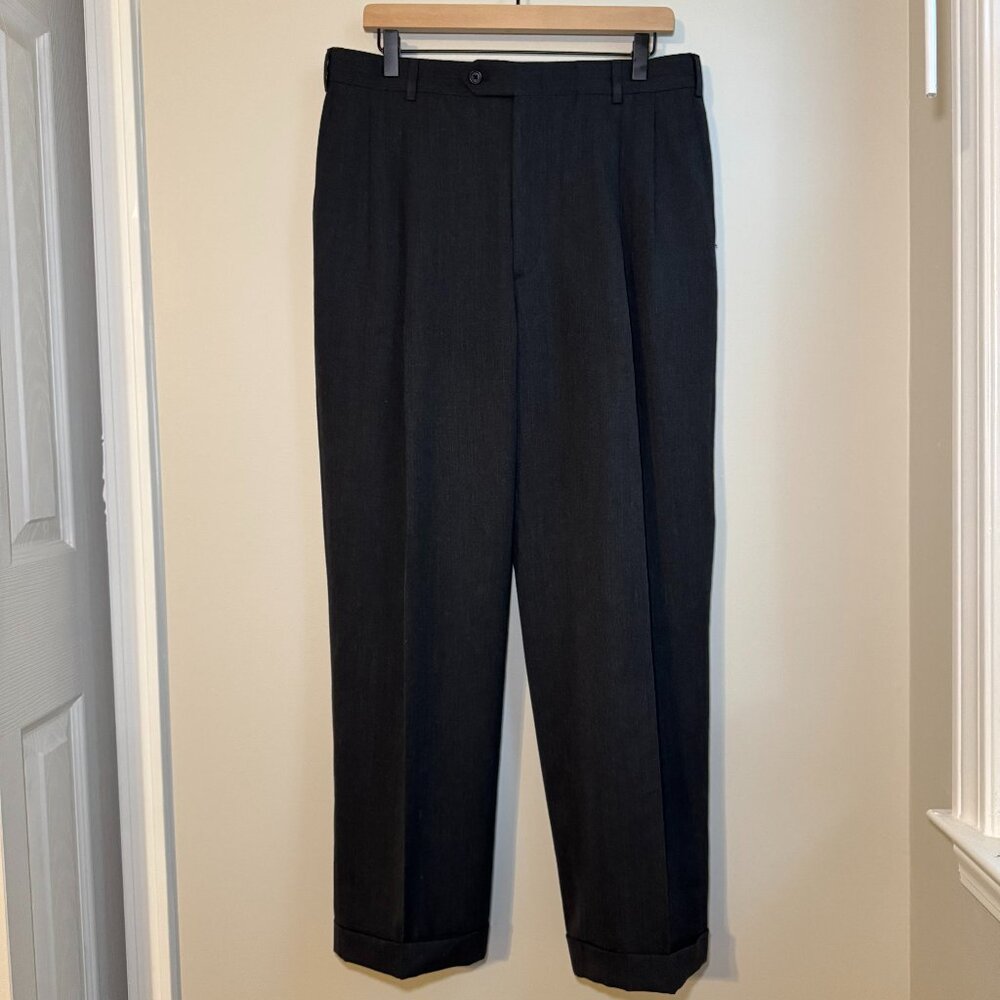Berle‎ Cuffed Dress Trousers Gray Men's 35R (A1011)